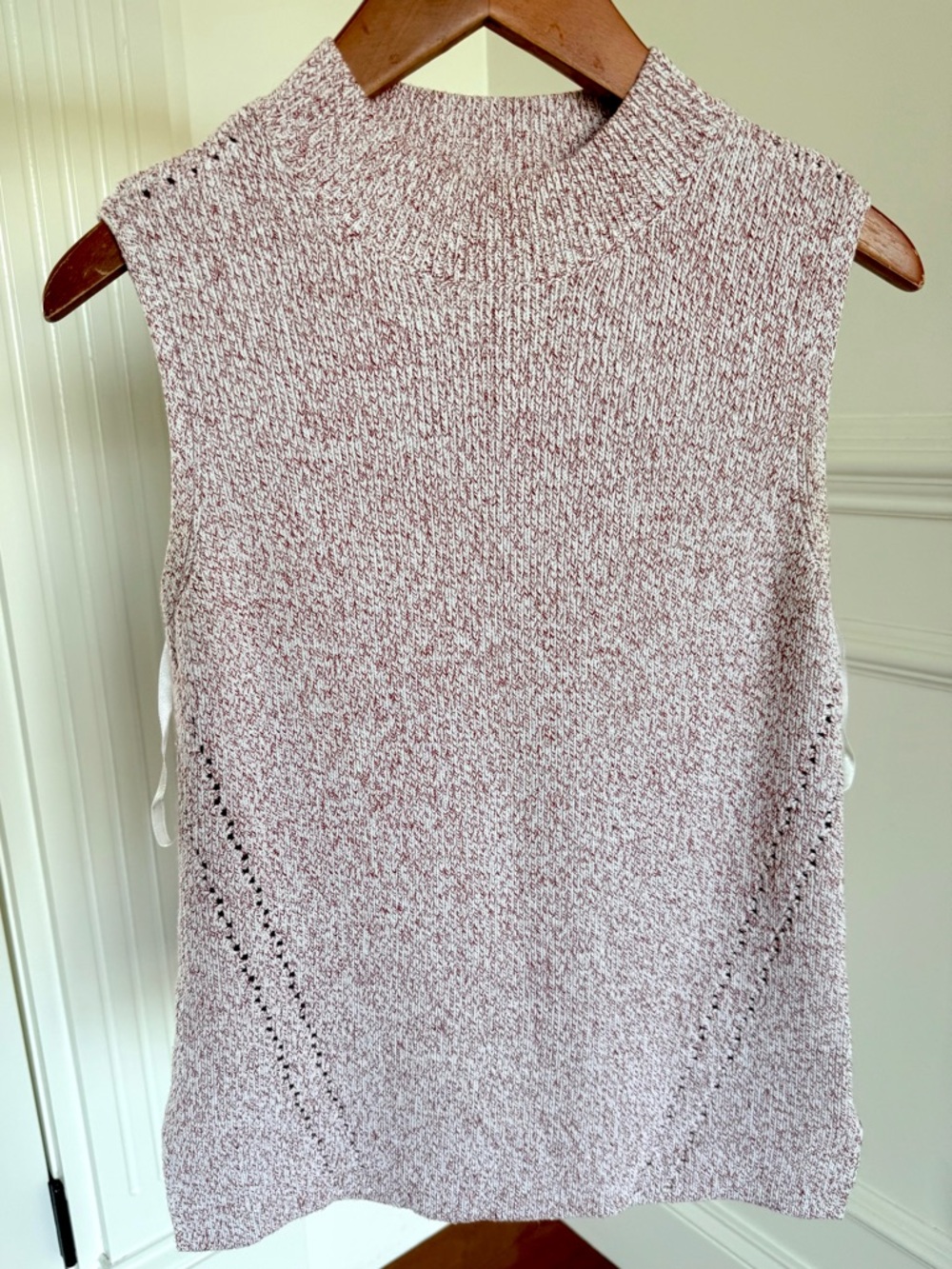 Women’s Mock Neck Sleeveless Knit Sweater Vest Tank Top Heathered Dusty Pink